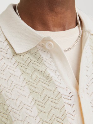 JACK&JONES ORIGINALS JORTYLER KNIT SS POLO SN Sea Salt/Celadon tint | Freewear JORTYLER KNIT SS POLO SN - www.freewear.nl - Freewear