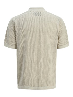 JACK%JONES PREMIUM JPRBLAARTO KNIT POLO SS LN Whitecap Gray/Melange | Freewear JPRBLAARTO KNIT POLO SS LN - www.freewear.nl - Freewear