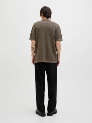 JACK%JONES PREMIUM JPRBLAARTO KNIT POLO SS LN Rain Drum/Melange | Freewear JPRBLAARTO KNIT POLO SS LN - www.freewear.nl - Freewear