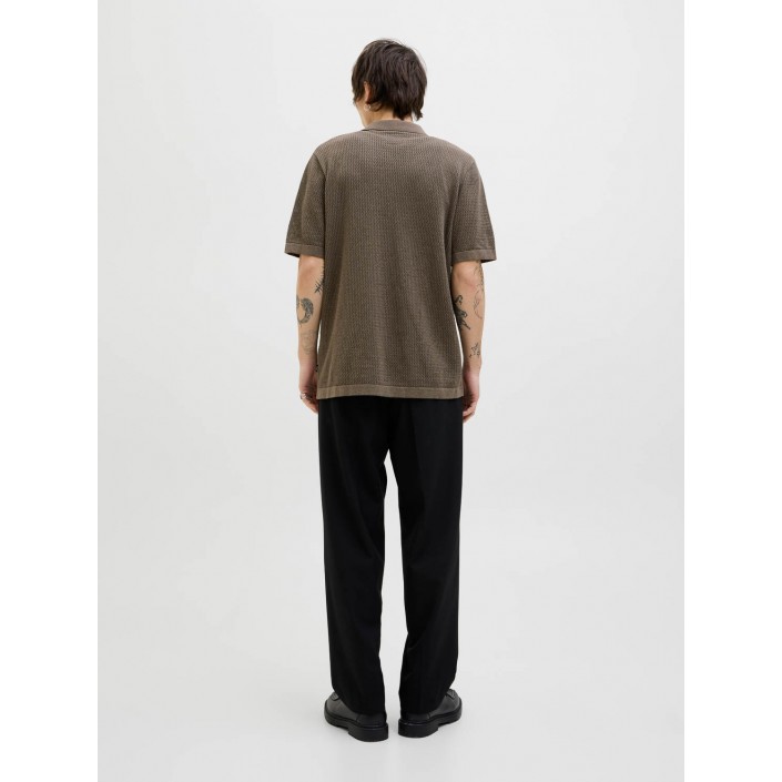 JACK%JONES PREMIUM JPRBLAARTO KNIT POLO SS LN Rain Drum/Melange | Freewear JPRBLAARTO KNIT POLO SS LN - www.freewear.nl - Freewear