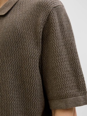 JACK%JONES PREMIUM JPRBLAARTO KNIT POLO SS LN Rain Drum/Melange | Freewear JPRBLAARTO KNIT POLO SS LN - www.freewear.nl - Freewear
