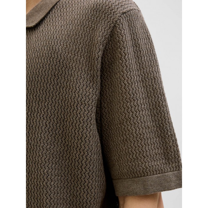 JACK%JONES PREMIUM JPRBLAARTO KNIT POLO SS LN Rain Drum/Melange | Freewear JPRBLAARTO KNIT POLO SS LN - www.freewear.nl - Freewear