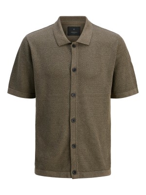 JACK%JONES PREMIUM JPRBLAARTO KNIT POLO SS LN Rain Drum/Melange | Freewear JPRBLAARTO KNIT POLO SS LN - www.freewear.nl - Freewear