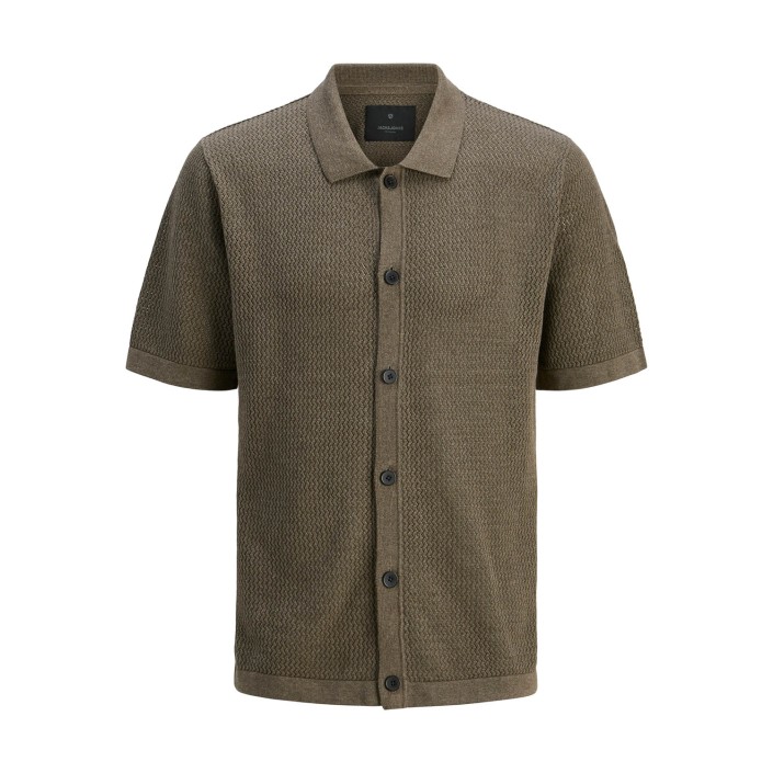 JACK%JONES PREMIUM JPRBLAARTO KNIT POLO SS LN Rain Drum/Melange | Freewear JPRBLAARTO KNIT POLO SS LN - www.freewear.nl - Freewear