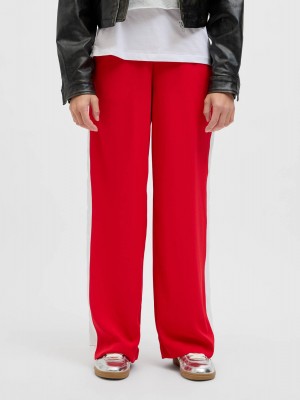 JACK&JONES ORIGINALS JXLIA DETAIL MW STRING PANT PNT Racing Red/White panel | Freewear JXLIA DETAIL MW STRING PANT PNT - www.freewear.nl - Freewear