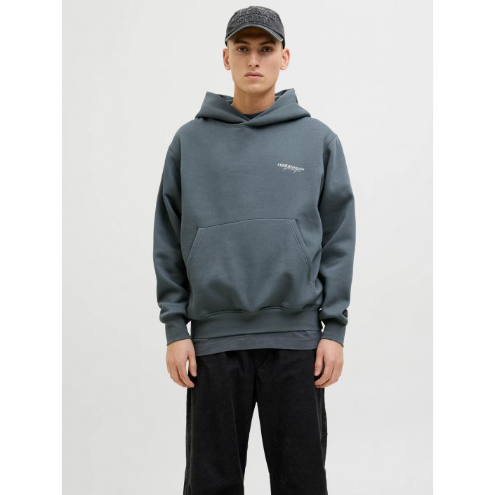 JACK&JONES ORIGINALS JORISLINGTON BACK SWEAT HOOD SN Stormy Weather | Freewear JORISLINGTON BACK SWEAT HOOD SN - www.freewear.nl - Freewear