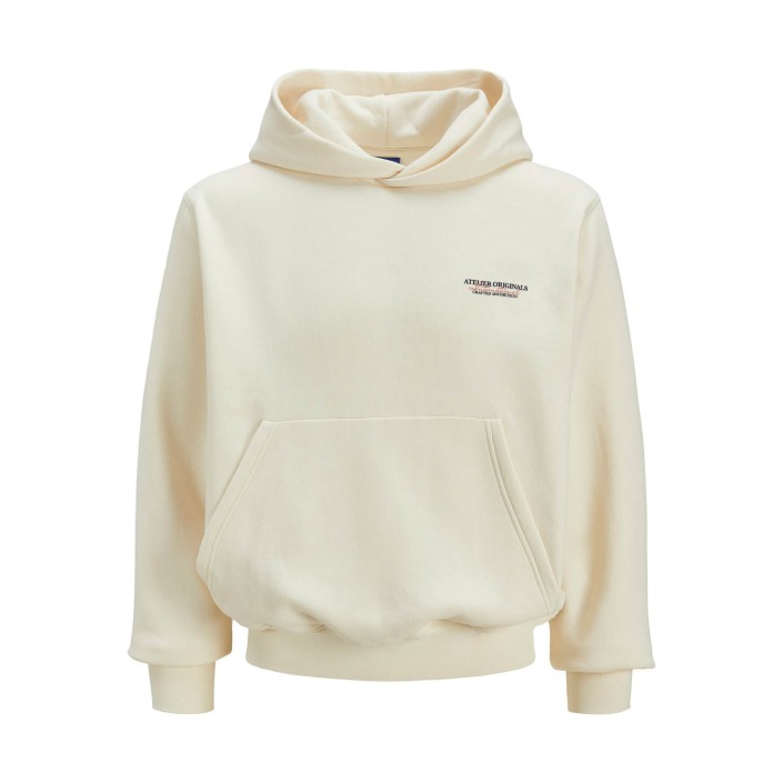 JACK&JONES ORIGINALS JORISLINGTON BACK SWEAT HOOD SN Antique White | Freewear JORISLINGTON BACK SWEAT HOOD SN - www.freewear.nl - Freewear