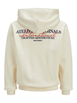 JACK&JONES ORIGINALS JORISLINGTON BACK SWEAT HOOD SN Antique White | Freewear JORISLINGTON BACK SWEAT HOOD SN - www.freewear.nl - Freewear