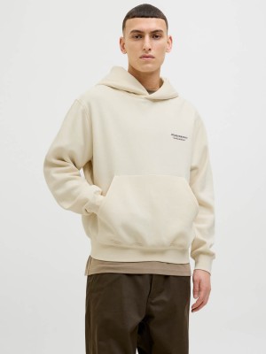 JACK&JONES ORIGINALS JORISLINGTON BACK SWEAT HOOD SN Antique White | Freewear JORISLINGTON BACK SWEAT HOOD SN - www.freewear.nl - Freewear