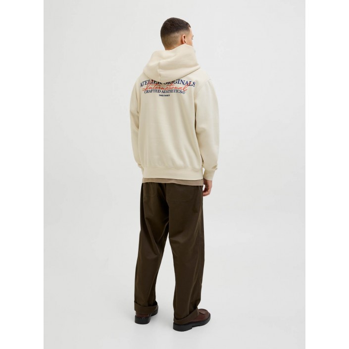 JACK&JONES ORIGINALS JORISLINGTON BACK SWEAT HOOD SN Antique White | Freewear JORISLINGTON BACK SWEAT HOOD SN - www.freewear.nl - Freewear