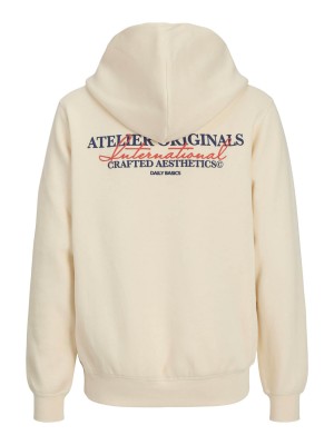 jack en jones boys JORISLINGTON BACK SWEAT HOOD SN JNR Antique White | Freewear JORISLINGTON BACK SWEAT HOOD SN JNR - www.freewear.nl - Freewear