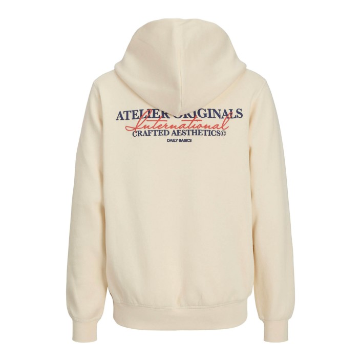 jack en jones boys JORISLINGTON BACK SWEAT HOOD SN JNR Antique White | Freewear JORISLINGTON BACK SWEAT HOOD SN JNR - www.freewear.nl - Freewear