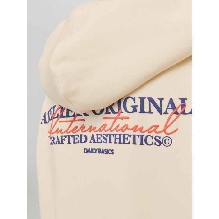 jack en jones boys JORISLINGTON BACK SWEAT HOOD SN JNR Antique White | Freewear JORISLINGTON BACK SWEAT HOOD SN JNR - www.freewear.nl - Freewear
