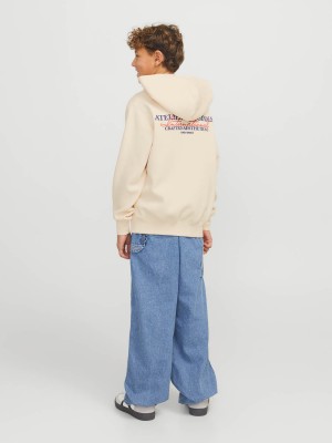 jack en jones boys JORISLINGTON BACK SWEAT HOOD SN JNR Antique White | Freewear JORISLINGTON BACK SWEAT HOOD SN JNR - www.freewear.nl - Freewear