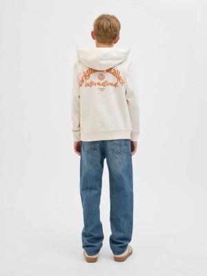 jack en jones boys JORPAROS TYPE SWEAT HOOD BACK JNR Antique White | Freewear JORPAROS TYPE SWEAT HOOD BACK JNR - www.freewear.nl - Freewear