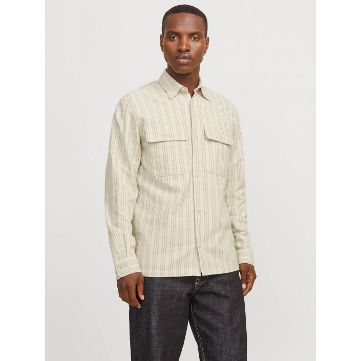 JACK%JONES PREMIUM JPRCCRAYMOND SPRING STRIPE OVERSHIR: Cloud Dancer/COMFORT FIT | Freewear JPRCCRAYMOND SPRING STRIPE OVERSHIR: - www.freewear.nl - Freewear