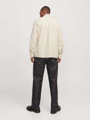 JACK%JONES PREMIUM JPRCCRAYMOND SPRING STRIPE OVERSHIR: Cloud Dancer/COMFORT FIT | Freewear JPRCCRAYMOND SPRING STRIPE OVERSHIR: - www.freewear.nl - Freewear