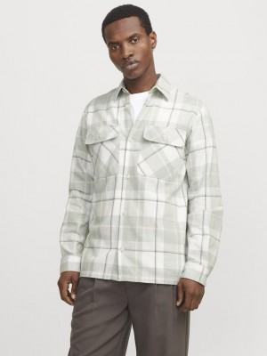 JACK%JONES PREMIUM JPRCCRAYMOND SPRING CHECK OVERSHIRT: Aqua Gray | Freewear JPRCCRAYMOND SPRING CHECK OVERSHIRT: - www.freewear.nl - Freewear