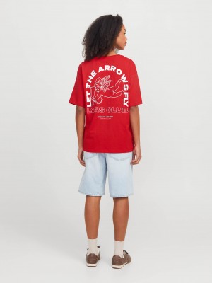 JACK&JONES ORIGINALS JXVALENTINE LOOSE SS TEE JRS Racing Red | Freewear JXVALENTINE LOOSE SS TEE JRS - www.freewear.nl - Freewear