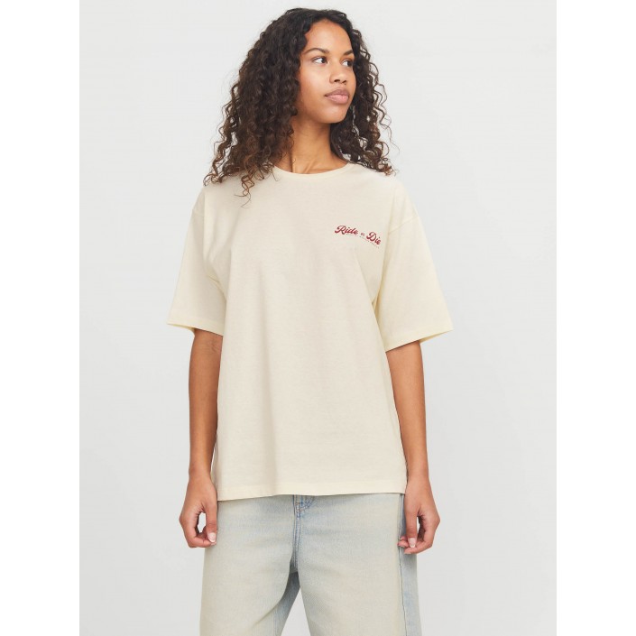 JACK&JONES ORIGINALS JXKATINKA LOOSE SS TEE JRS Egret/Ride or Die | Freewear JXKATINKA LOOSE SS TEE JRS - www.freewear.nl - Freewear
