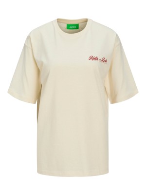 JACK&JONES ORIGINALS JXKATINKA LOOSE SS TEE JRS Egret/Ride or Die | Freewear JXKATINKA LOOSE SS TEE JRS - www.freewear.nl - Freewear
