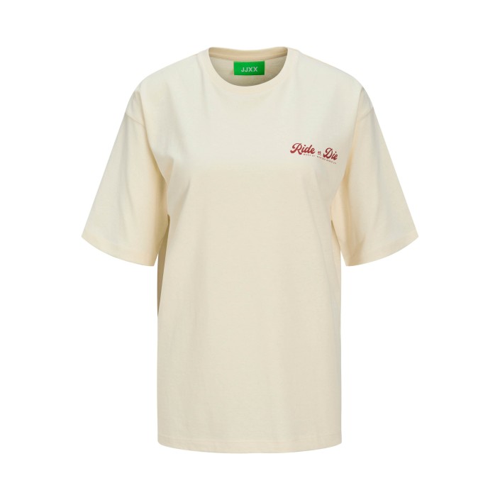 JACK&JONES ORIGINALS JXKATINKA LOOSE SS TEE JRS Egret/Ride or Die | Freewear JXKATINKA LOOSE SS TEE JRS - www.freewear.nl - Freewear