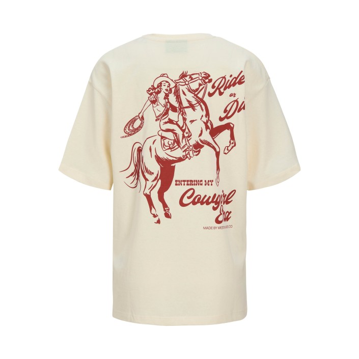 JACK&JONES ORIGINALS JXKATINKA LOOSE SS TEE JRS Egret/Ride or Die | Freewear JXKATINKA LOOSE SS TEE JRS - www.freewear.nl - Freewear