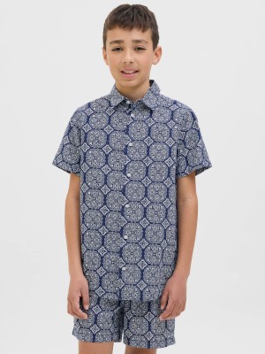 jack en jones boys JORSEERSUCKER AOP SHIRT SS JNR Ocean Cavern | Freewear JORSEERSUCKER AOP SHIRT SS JNR - www.freewear.nl - Freewear