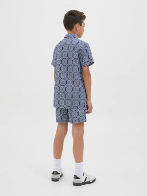 jack en jones boys JORSEERSUCKER AOP SHIRT SS JNR Ocean Cavern | Freewear JORSEERSUCKER AOP SHIRT SS JNR - www.freewear.nl - Freewear