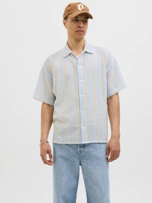 JACK&JONES ORIGINALS JORBELLAGIO CROCHET SHIRT SS SN Skyway | Freewear JORBELLAGIO CROCHET SHIRT SS SN - www.freewear.nl - Freewear