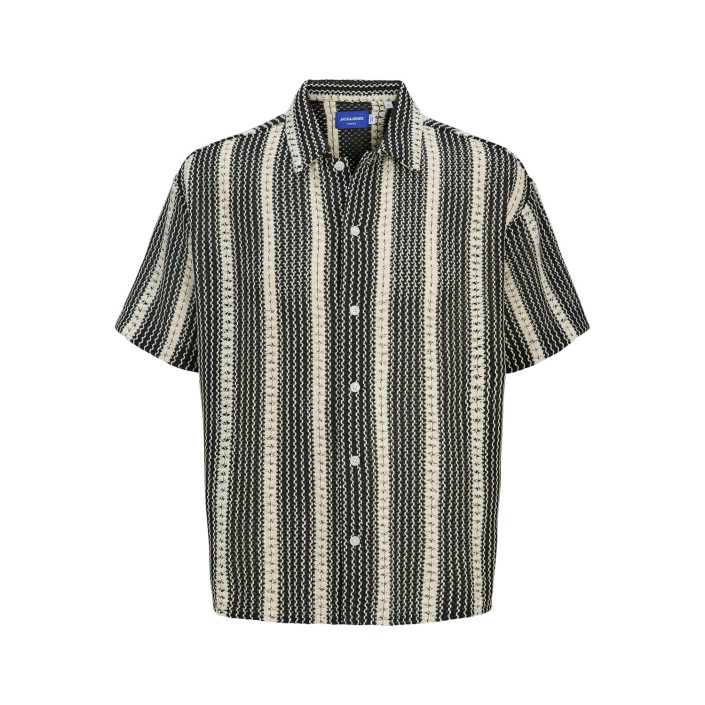 JACK&JONES ORIGINALS JORBELLAGIO CROCHET SHIRT SS SN Black | Freewear JORBELLAGIO CROCHET SHIRT SS SN - www.freewear.nl - Freewear