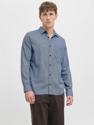 Jack & Jones:JACK&JONES ESSENTIALS JJECLASSIC MELANGE SHIRT L/S NOOS Faded Denim | Freewear JJECLASSIC MELANGE SHIRT L/S NOOS - www.freewear.nl - Freewear