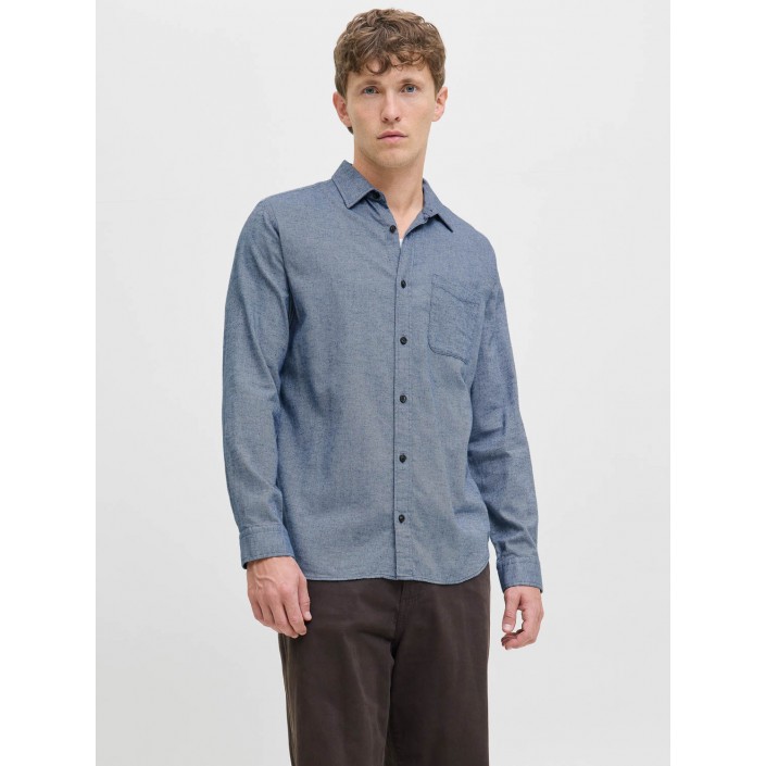 Jack & Jones:JACK&JONES ESSENTIALS JJECLASSIC MELANGE SHIRT L/S NOOS Faded Denim | Freewear JJECLASSIC MELANGE SHIRT L/S NOOS - www.freewear.nl - Freewear