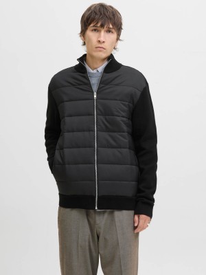 Jack & Jones:JACK&JONES ESSENTIALS JJEPERFECT KNIT HYBRID CARDIGAN SN Black | Freewear JJEPERFECT KNIT HYBRID CARDIGAN SN - www.freewear.nl - Freewear