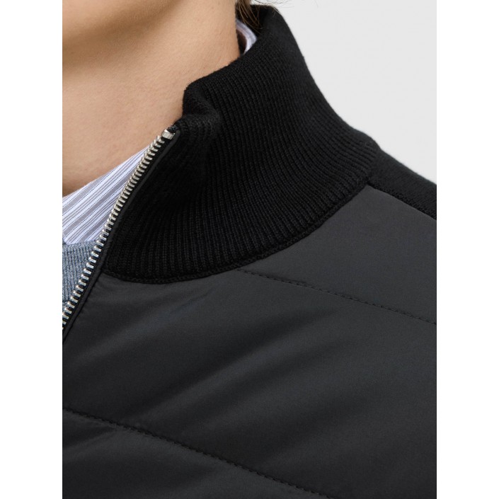 Jack & Jones:JACK&JONES ESSENTIALS JJEPERFECT KNIT HYBRID CARDIGAN SN Black | Freewear JJEPERFECT KNIT HYBRID CARDIGAN SN - www.freewear.nl - Freewear