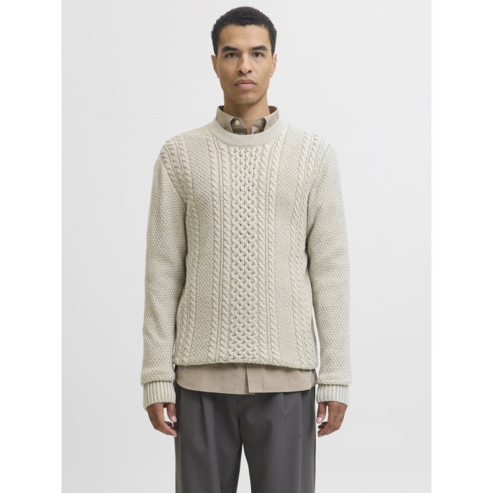 JACK&JONES ORIGINALS JJPAUL KNIT CREW NECK White Melange | Freewear JJPAUL KNIT CREW NECK - www.freewear.nl - Freewear