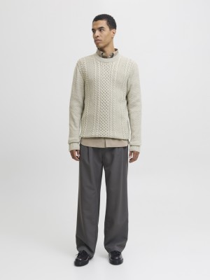 JACK&JONES ORIGINALS JJPAUL KNIT CREW NECK White Melange | Freewear JJPAUL KNIT CREW NECK - www.freewear.nl - Freewear
