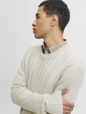 JACK&JONES ORIGINALS JJPAUL KNIT CREW NECK White Melange | Freewear JJPAUL KNIT CREW NECK - www.freewear.nl - Freewear