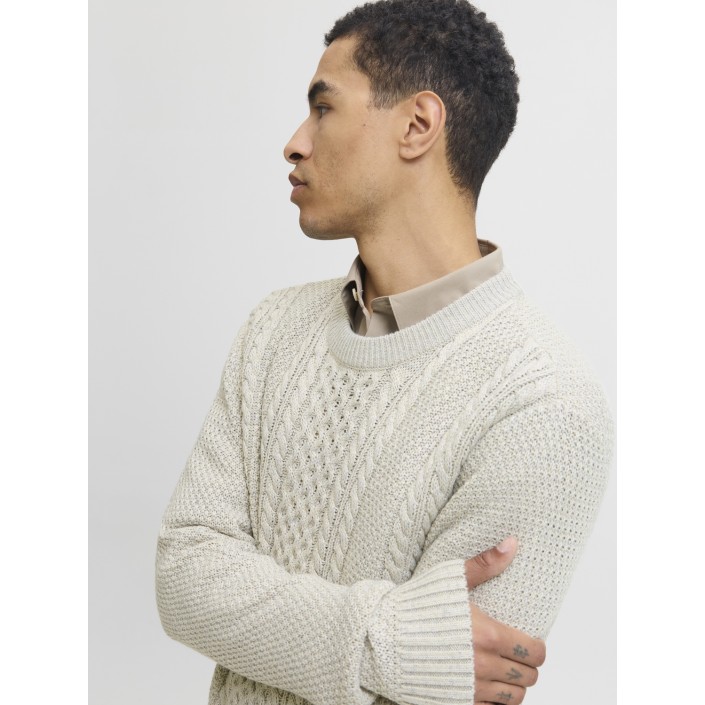 JACK&JONES ORIGINALS JJPAUL KNIT CREW NECK White Melange | Freewear JJPAUL KNIT CREW NECK - www.freewear.nl - Freewear