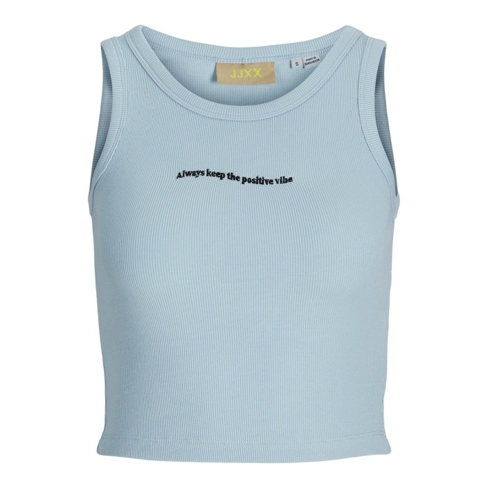 JACK&JONES ORIGINALS JXFALLON STR SL EMB RIB TOP JRS Skyway/Always keep the positive | Freewear JXFALLON STR SL EMB RIB TOP JRS - www.freewear.nl - Freewear