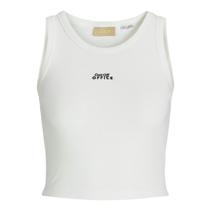 JACK&JONES ORIGINALS JXFALLON STR SL EMB RIB TOP JRS Blanc de Blanc/Out-Off OFFICE | Freewear JXFALLON STR SL EMB RIB TOP JRS - www.freewear.nl - Freewear