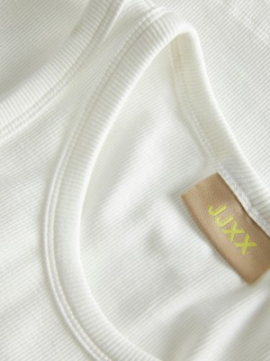 JACK&JONES ORIGINALS JXFALLON STR SL EMB RIB TOP JRS Blanc de Blanc/Out-Off OFFICE | Freewear JXFALLON STR SL EMB RIB TOP JRS - www.freewear.nl - Freewear