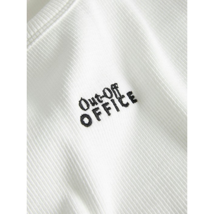 JACK&JONES ORIGINALS JXFALLON STR SL EMB RIB TOP JRS Blanc de Blanc/Out-Off OFFICE | Freewear JXFALLON STR SL EMB RIB TOP JRS - www.freewear.nl - Freewear