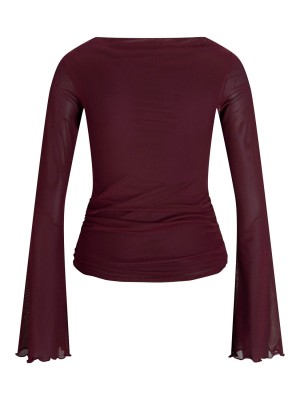 JACK&JONES ORIGINALS JXMINNA MESH LS TOP WVN LN Cabernet | Freewear JXMINNA MESH LS TOP WVN LN - www.freewear.nl - Freewear