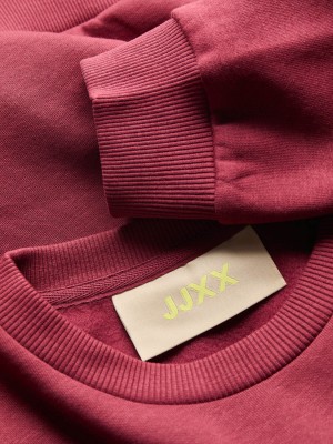 JACK&JONES ORIGINALS JXMIMI RLX LS PRINT CREW SWT Cabernet/Inner glow | Freewear JXMIMI RLX LS PRINT CREW SWT - www.freewear.nl - Freewear