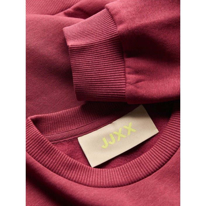 JACK&JONES ORIGINALS JXMIMI RLX LS PRINT CREW SWT Cabernet/Inner glow | Freewear JXMIMI RLX LS PRINT CREW SWT - www.freewear.nl - Freewear