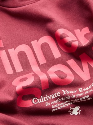 JACK&JONES ORIGINALS JXMIMI RLX LS PRINT CREW SWT Cabernet/Inner glow | Freewear JXMIMI RLX LS PRINT CREW SWT - www.freewear.nl - Freewear