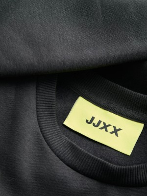 JACK&JONES ORIGINALS JXMIMI RLX LS PRINT CREW SWT Black/Mind time | Freewear JXMIMI RLX LS PRINT CREW SWT - www.freewear.nl - Freewear