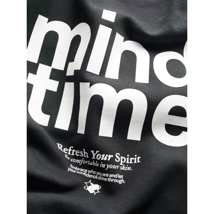 JACK&JONES ORIGINALS JXMIMI RLX LS PRINT CREW SWT Black/Mind time | Freewear JXMIMI RLX LS PRINT CREW SWT - www.freewear.nl - Freewear