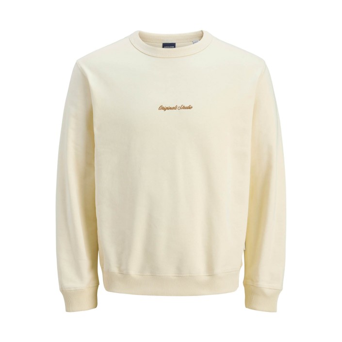 JACK&JONES ORIGINALS JORNORREBRO EMB SWEAT CREW NOOS Antique White | Freewear JORNORREBRO EMB SWEAT CREW NOOS - www.freewear.nl - Freewear